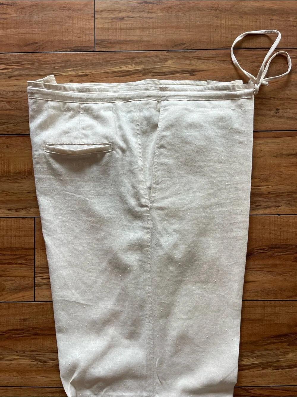 Men's Linen-Blend Drawstring Pants in Off-White